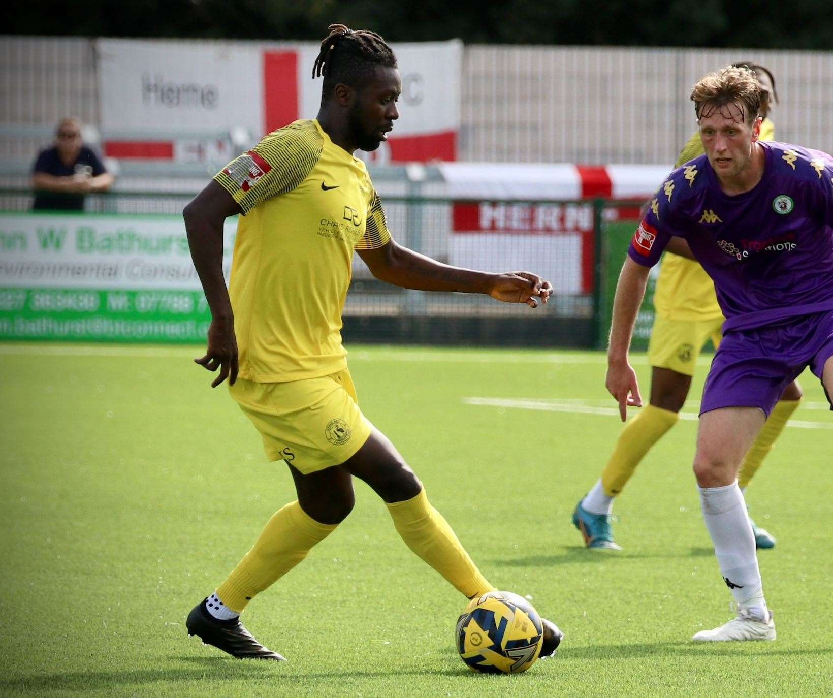 Midfielder Mobolaji Dawodu, of Herne Bay, came off the bench to score in their weekend 3-3 draw at Beckenham. Picture: James Aylward