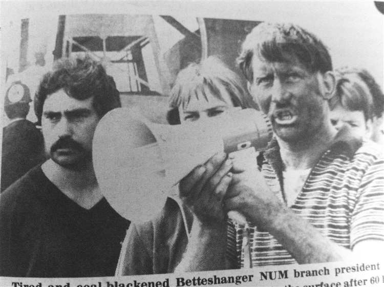 John Moyle emerges after a 60hour sit-in at Betteshanger Colliery in June 1984