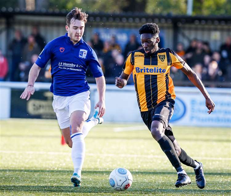 Blair Turgott in action for Maidstone against Barrow in 2018. Picture: Matthew Walker.