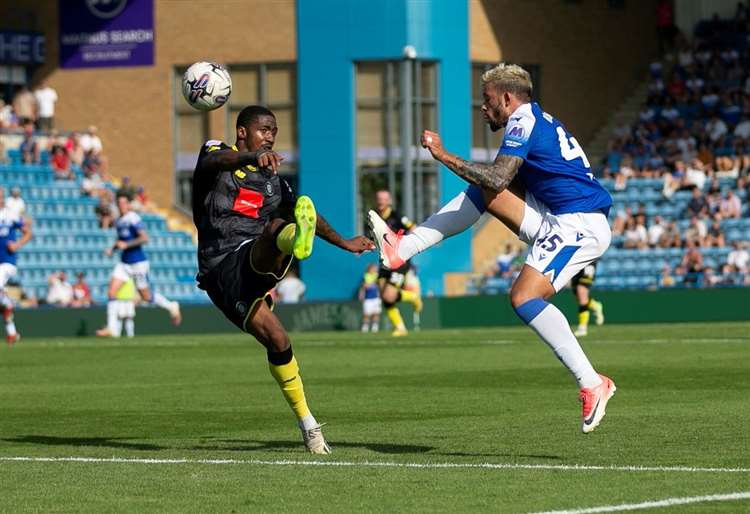 Macauley Bonne in action for the Gills against Harrogate Picture: @Julian_KPI