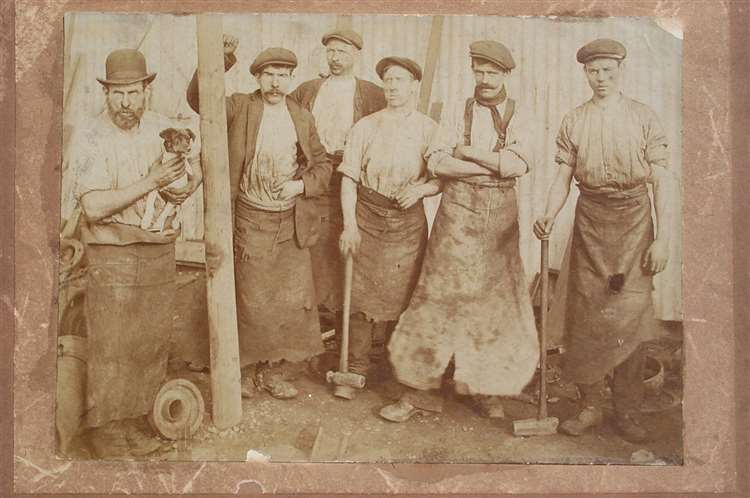 Some of those who worked at the former Shakespeare Colliery in Dover, including (left) father and son John and John Abram.
Picturesubmitted by Bert Abram