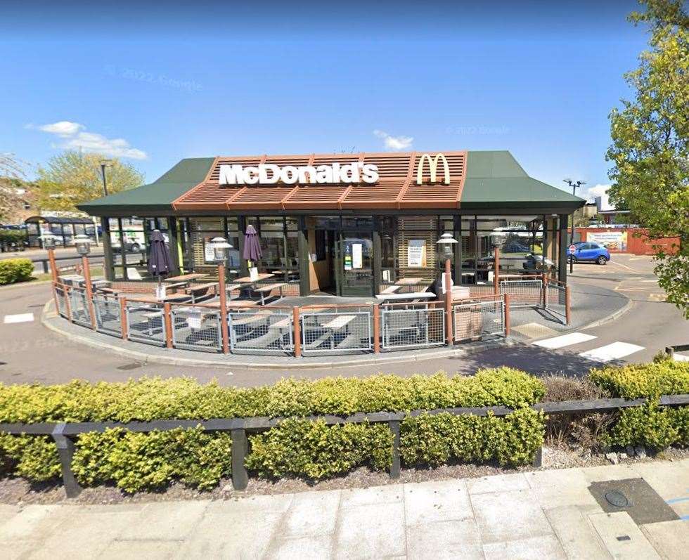 Regan Phillips was captured on CCTV outside McDonald’s in Commercial Road, Strood. Picture: Google