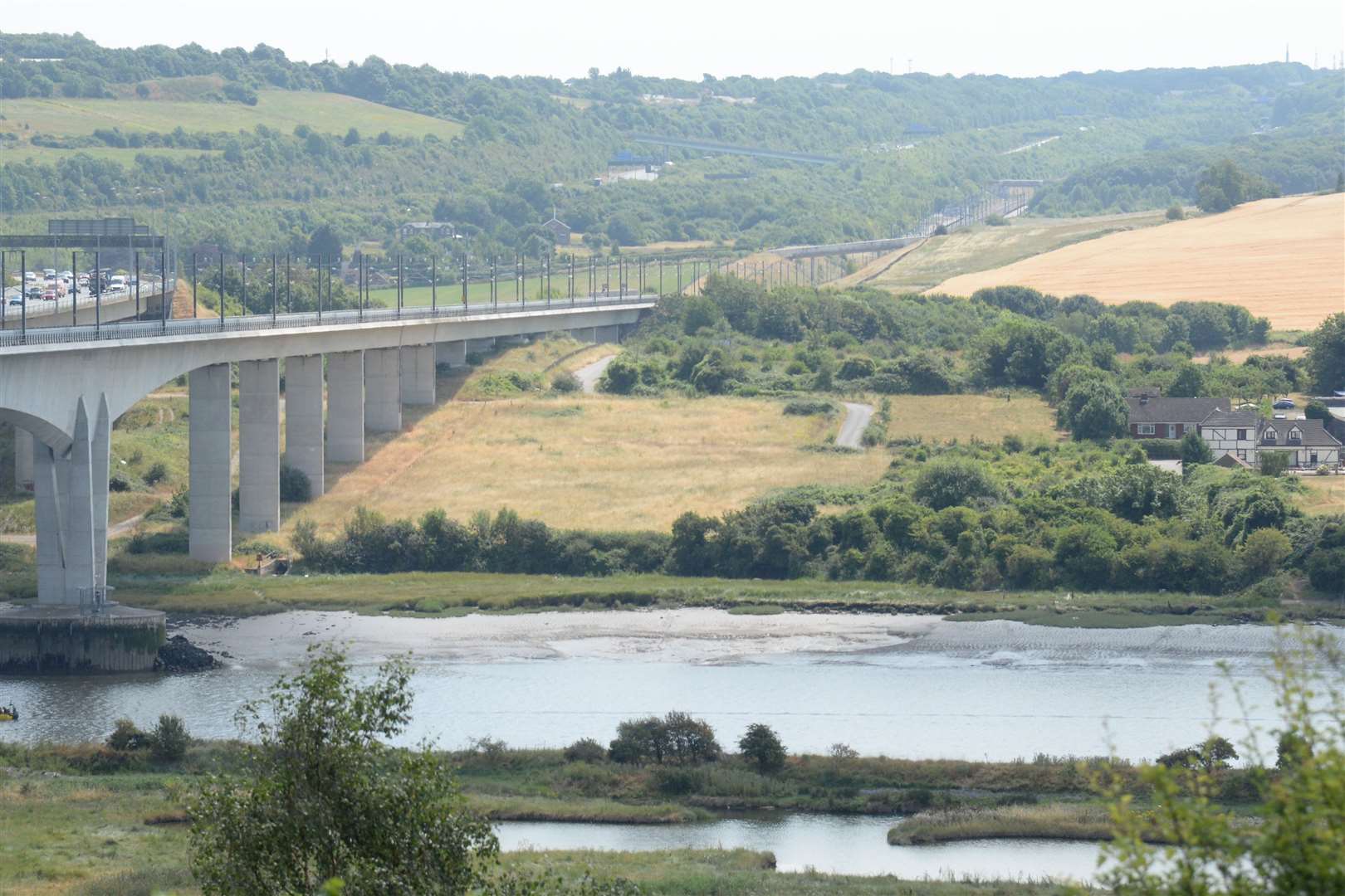 Emergency services went to the M2 bridge to help a distressed man. Picture: Chris Davey.