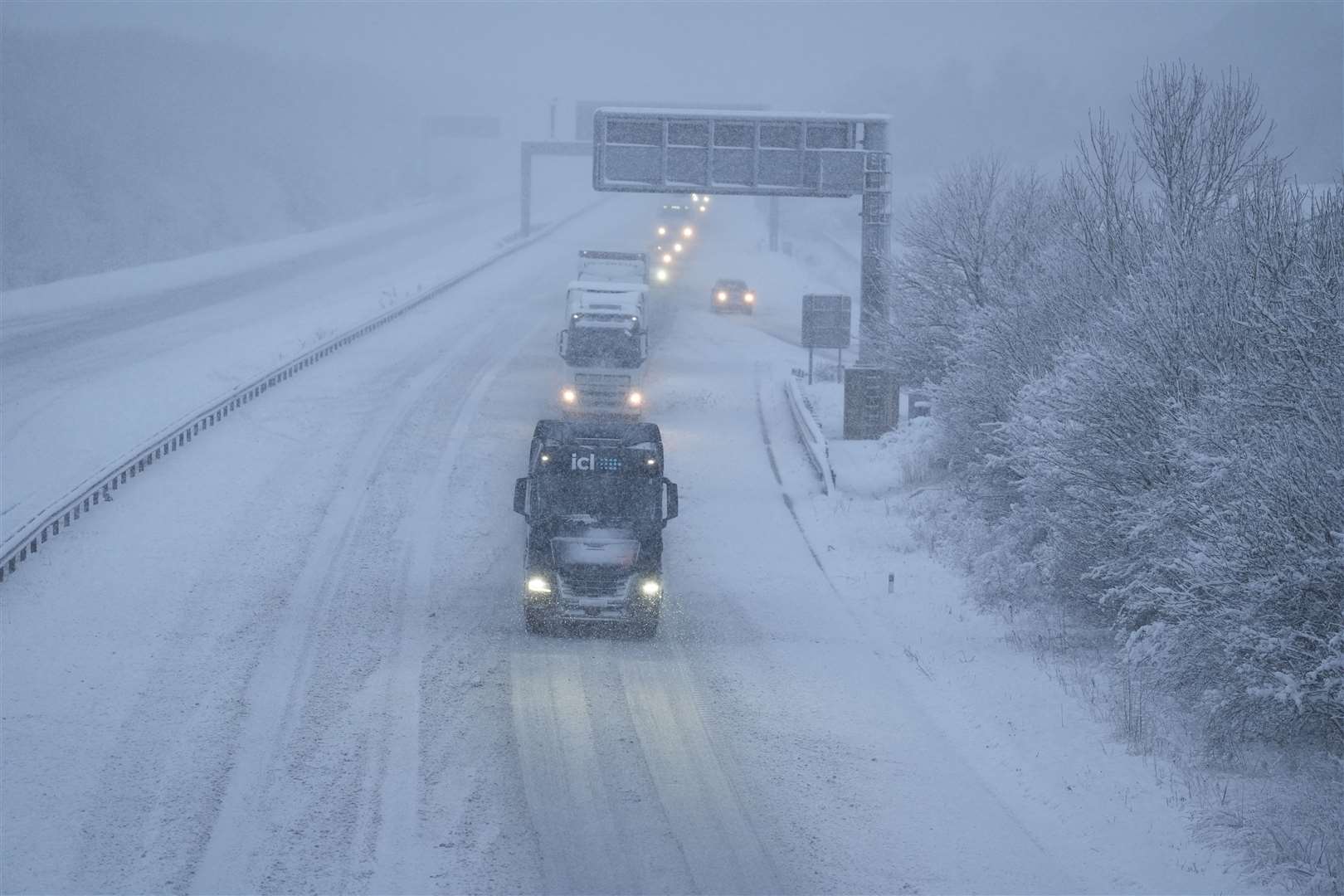 Vehicles on the A1(M) near junction 47 at Blyth in South Yorkshire (Danny Lawson/PA)