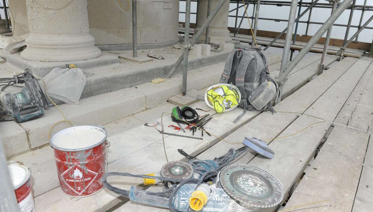 Tools in the scaffolding works