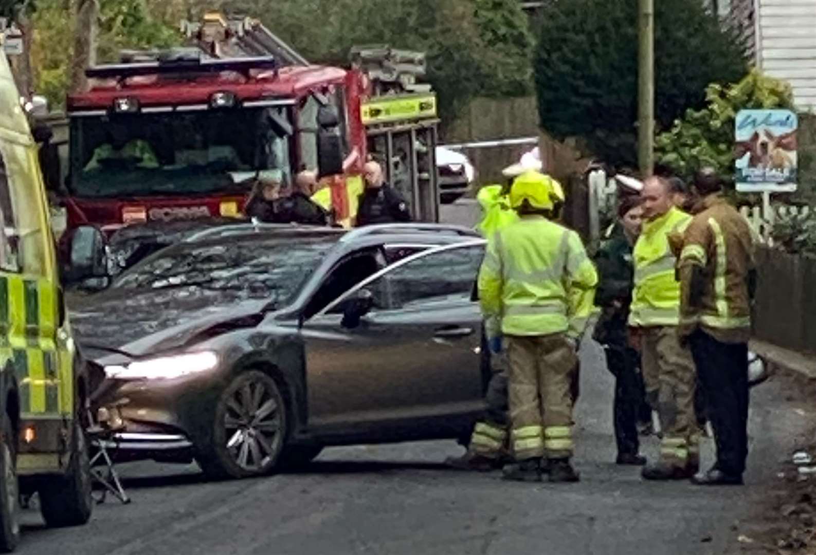 The A28 has been closed in both directions near Tenterden due to a serious crash. The road is closed near the Fat Ox Pub. Picture: Louisa Peachey