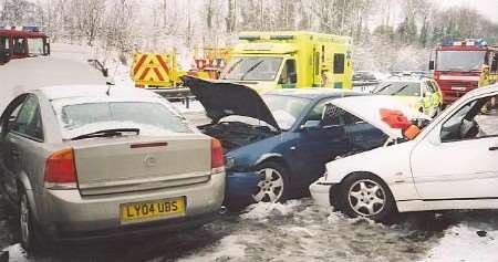 The emergency services at the scene. Picture courtesy KENT FIRE AND RESCUE SERVICE