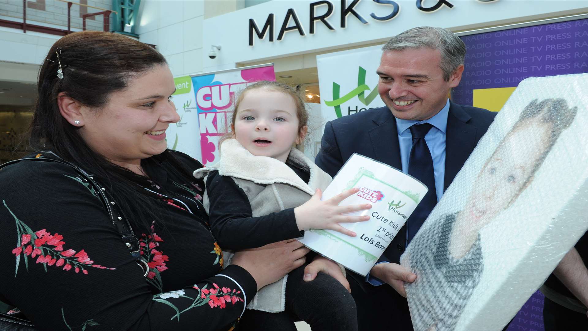 Medway Messenger editor Matt Ramsden and Lois Bonner with Claire Haskoll