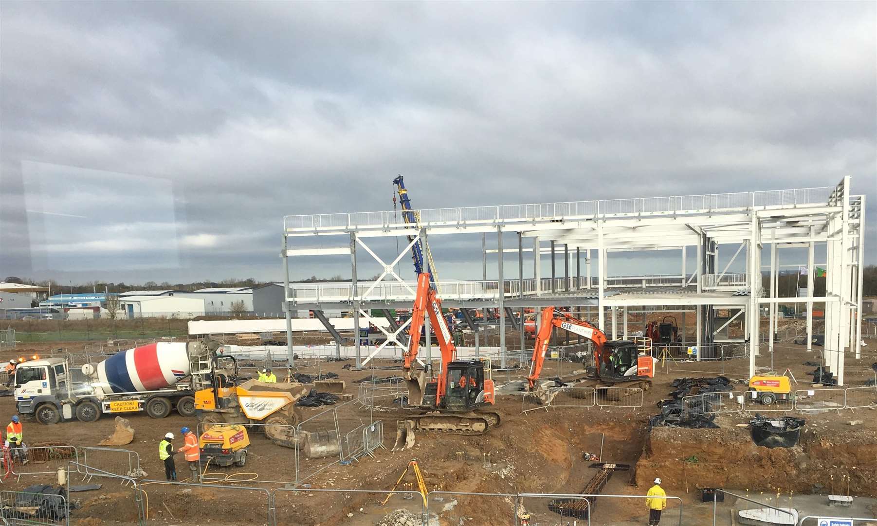 Construction work on the new Dover District Leisure Centre at Whitfield