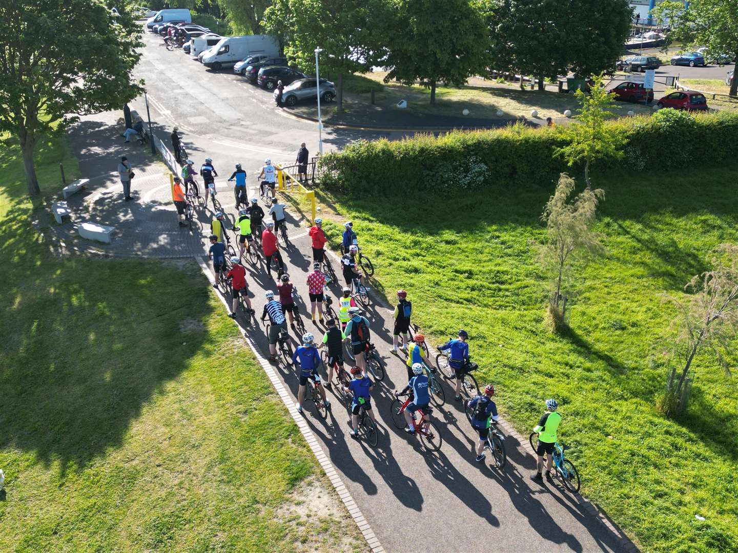 Bikers at the Riverside Leisure Area in Gravesend this morning taking part in the On Your Bike charity cycle. Picture: Jason Arthur