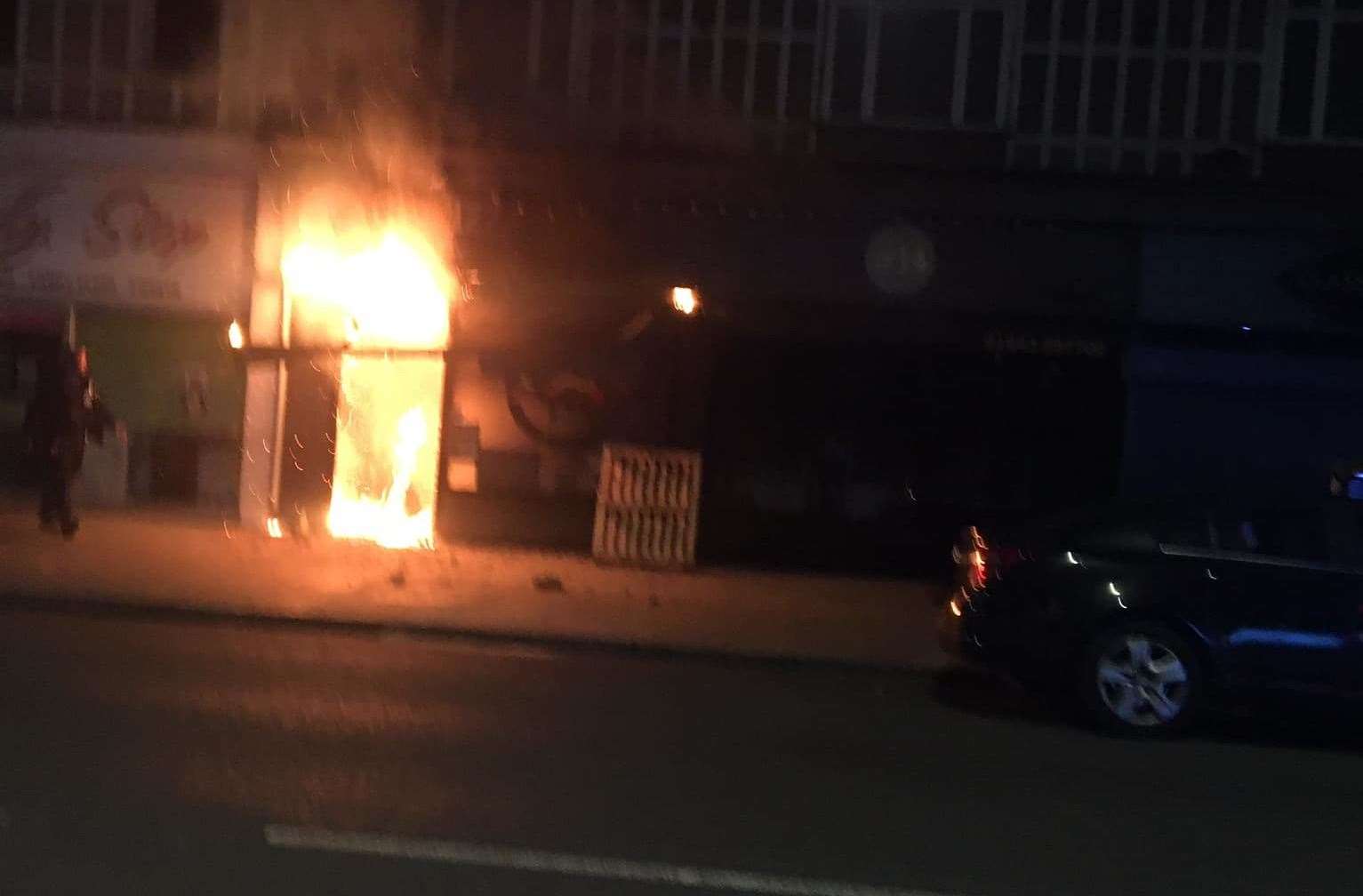 The fire at GB Pizza Co in Margate. Picture: Sam Castle