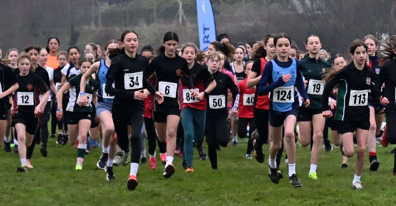 The Year 7 girls get up and running. Picture: Simon Hildrew