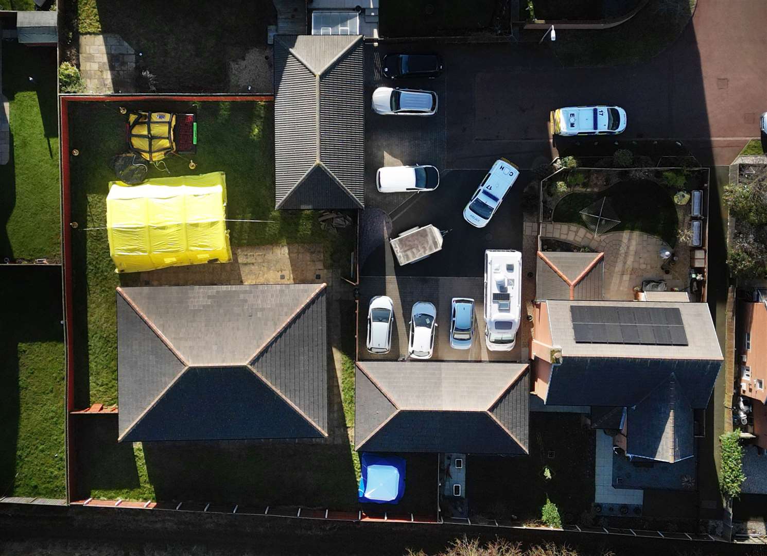 Police tents at the scene of an investigation at Brading Court in Ingleby Barwick, Teesside, in February (Owen Humphreys/PA)