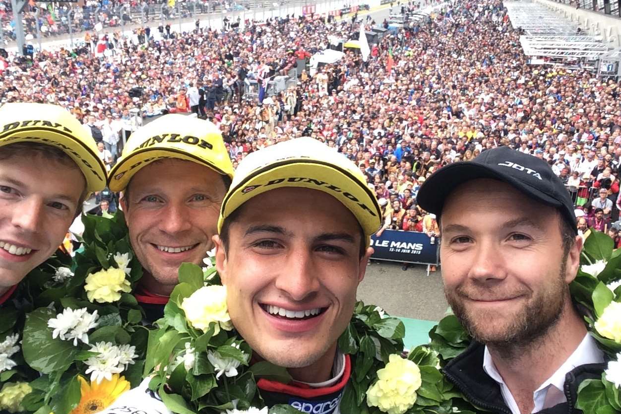 From left, Oliver Turvey, Simon Dolan, Mitch Evans and Sam Hignett at Le Mans 2014