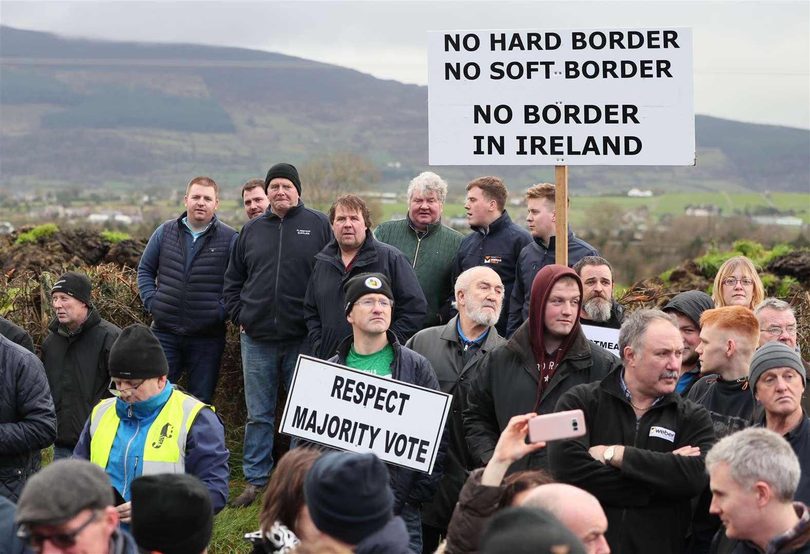 The prospect of a hard border on the island of Ireland prompted protests (Brian Lawless/PA)