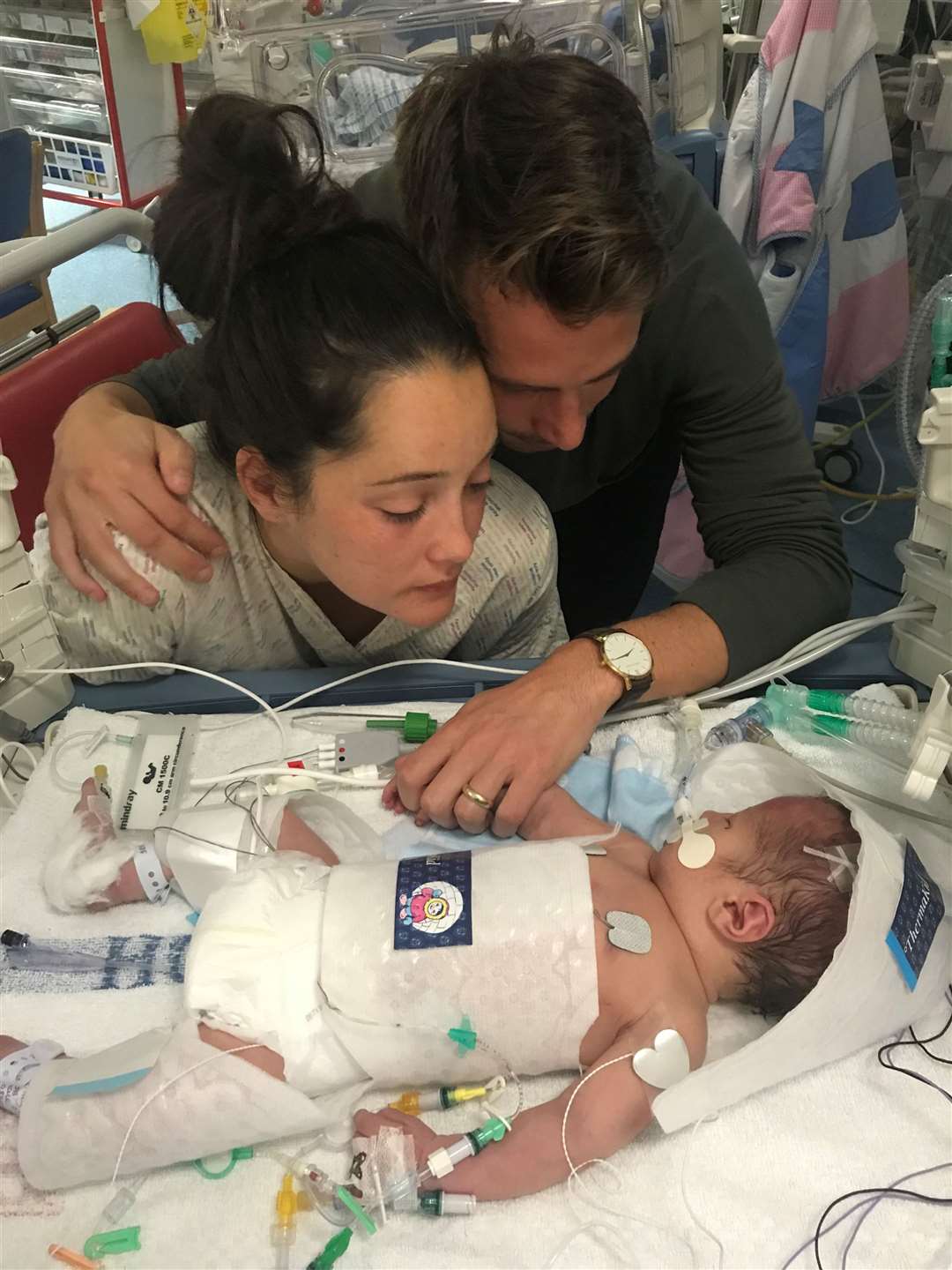 Sarah and Tom Richford with their son Harry, who died seven days after he was born at the Queen Elizabeth the Queen Mother Hospital in Margate in November 2017 (Derek Richford/PA)