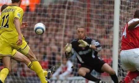 Dean Kiely under pressure at Highbury. Picture: BARRY GOODWIN