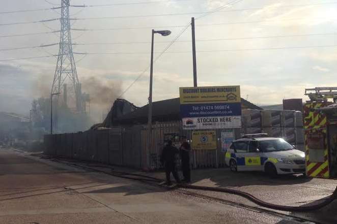 The scene of the massive blaze at a Northfleet builders merchants. Picture: Thom Morris