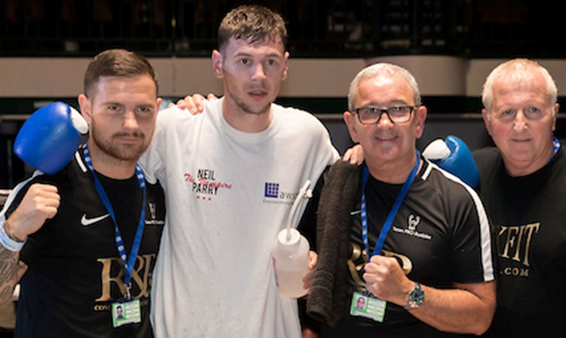 Neil Parry celebrates his win over Teodor Boyadjiev in September 2018. Goodwin Boxing. Picture: Simon Downing