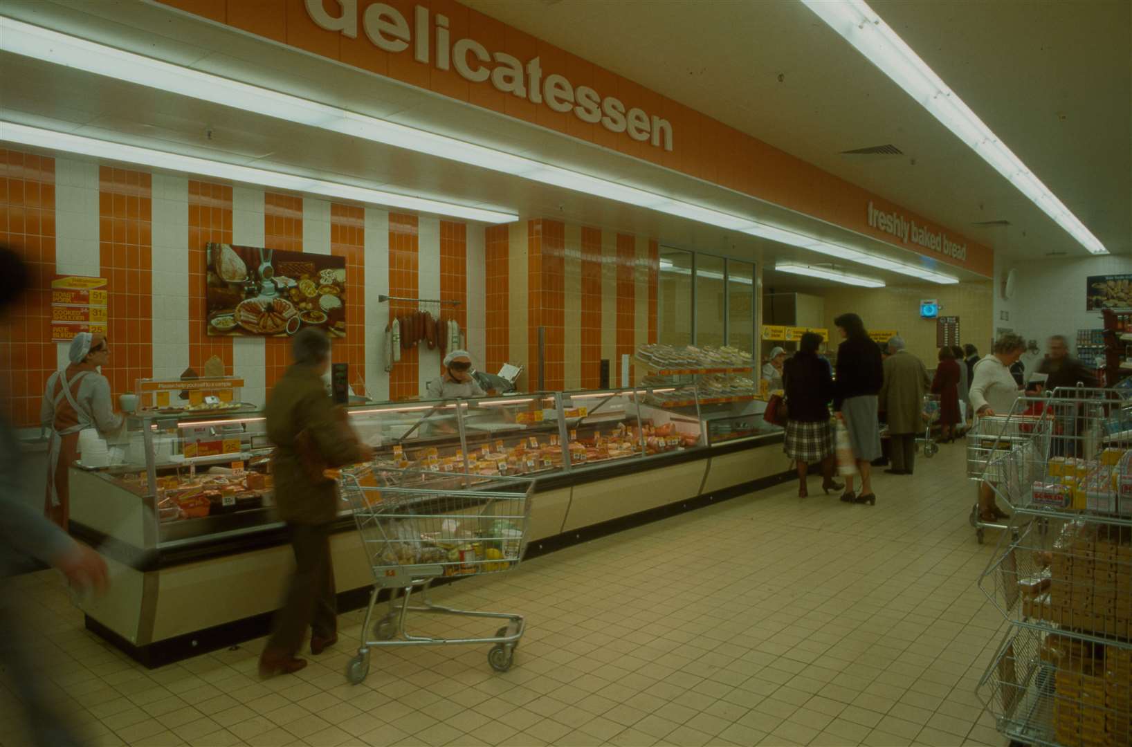 Inside the orange-heavy Sainsbury's at Bouverie Road West, Folkestone, in 1982, where you wouldn't have been able to shop on a Sunday. Picture: The Sainsbury Archive, Museum of London Docklands