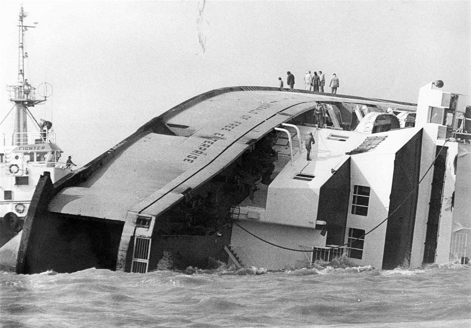 The capsized Herald of Free Enterprise in March 1987