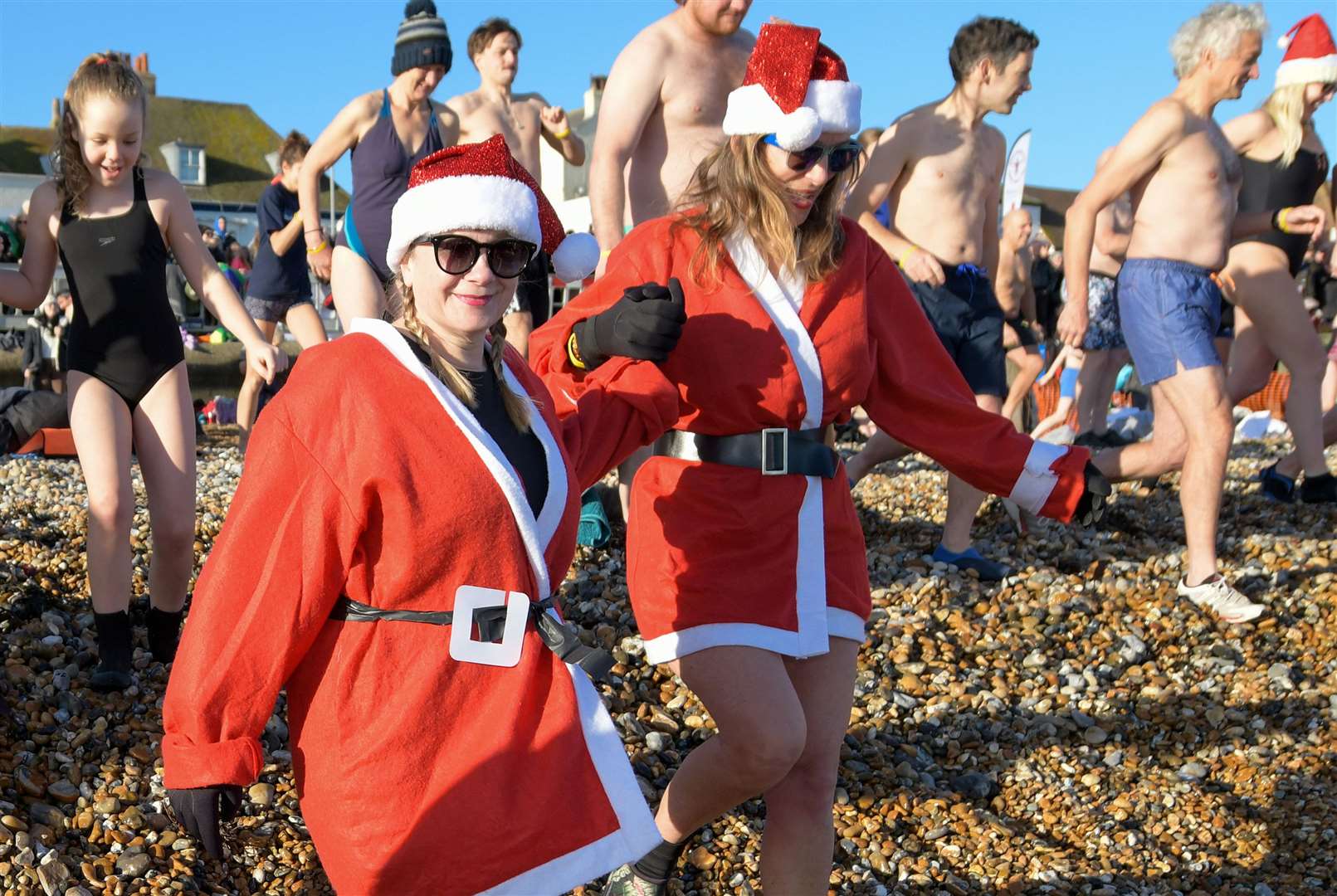 Swimmers taking part in a past Boxing Day Dip at Deal beachPicture: Stuart Brock