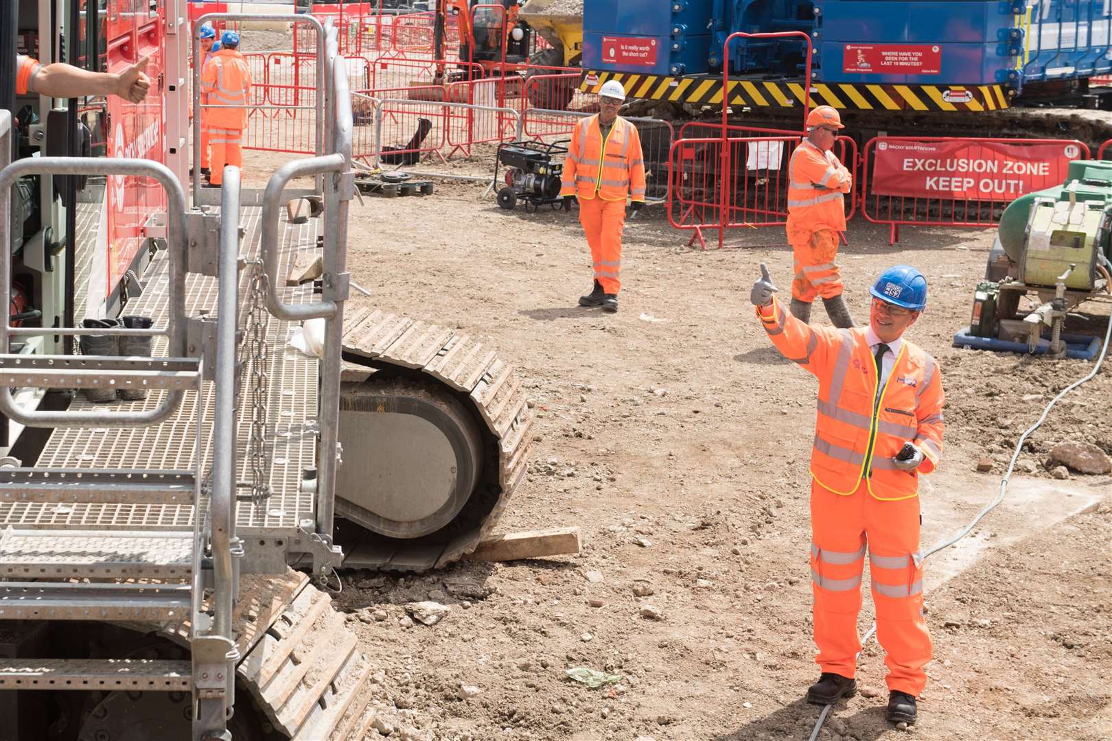 Transport Secretary Grant Shapps gives the signal for digging to begin (Stefan Rousseau/PA)