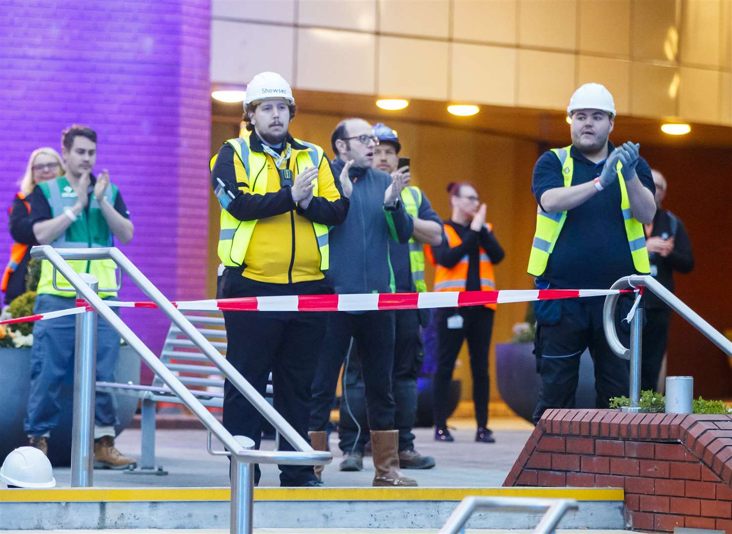 Construction workers also joined in (Danny Lawson/PA)