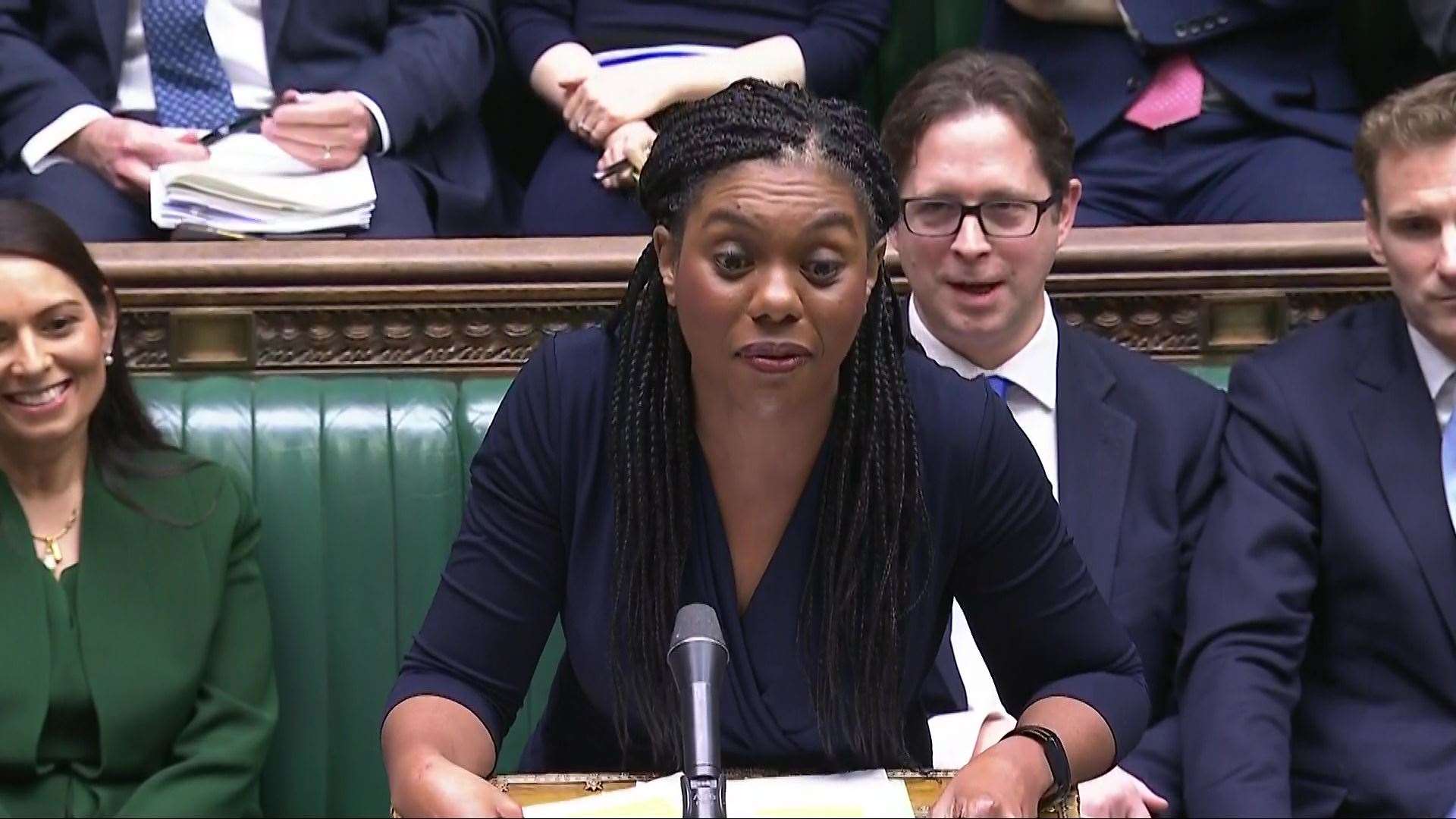 Conservative Party leader Kemi Badenoch speaking during Prime Minister’s Questions in the House of Commons (House of Commons/UK Parliament/PA)