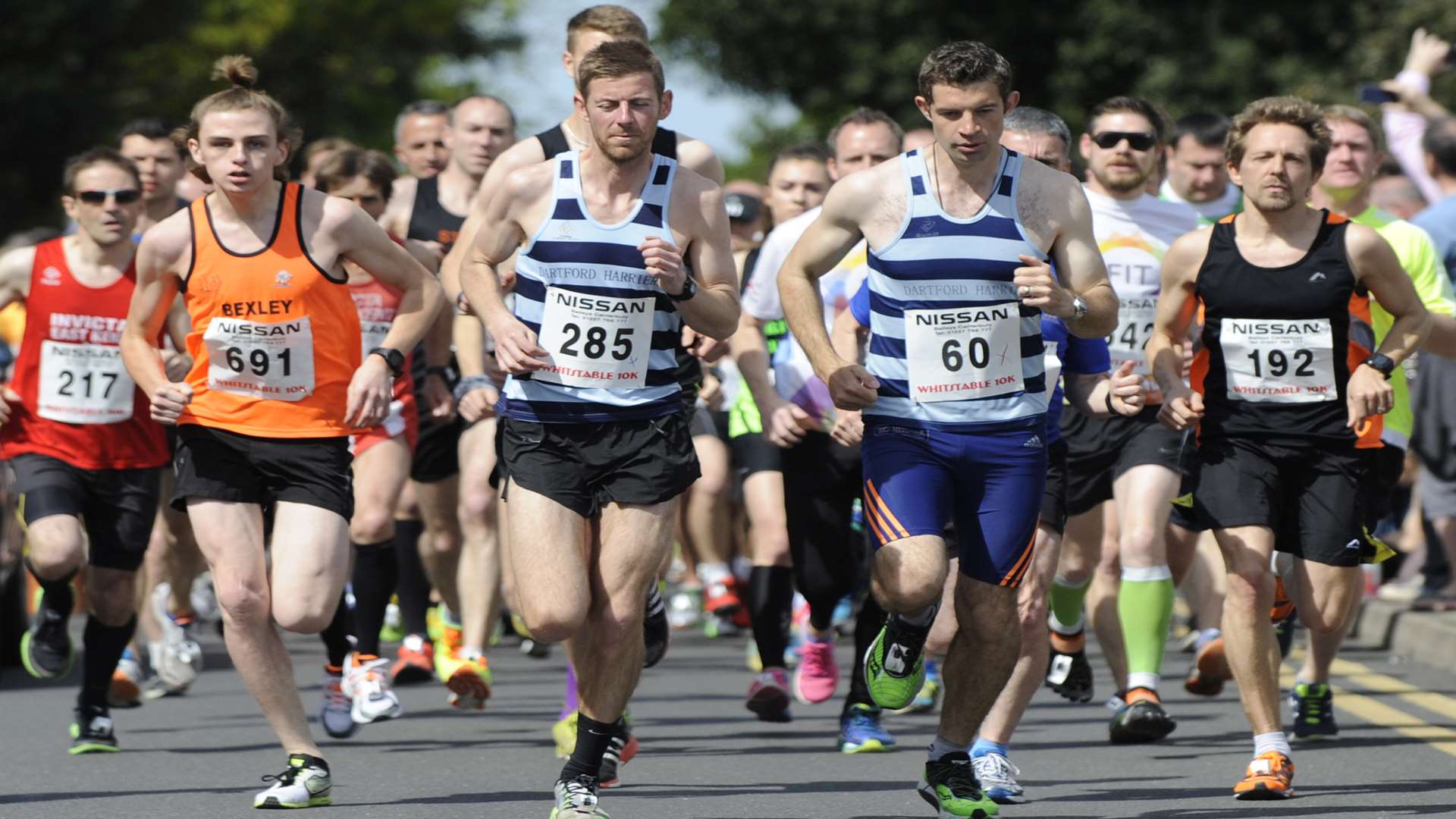 Dartford Harriers duo Andrew Pickett and Daniel Pyne lead the field at the start of Monday's Whitstable 10k Picture: Tony Flashman