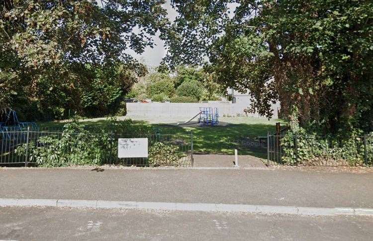 The children's play area in Lower Road, Faversham, where the zombie knife was found. Picture: Google Maps