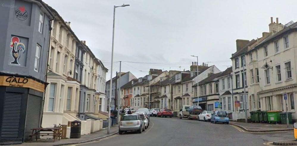 Police have closed Dover Road between St Michael’s Street and Charlotte Street in Folkestone amid fears a man has climbed onto a roof