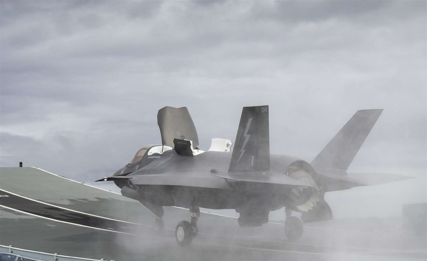 An RAF F-35B Lightning jet taking off from the deck of the HMS Queen Elizabeth (LPhot Belinda Alker/MoD/PA)