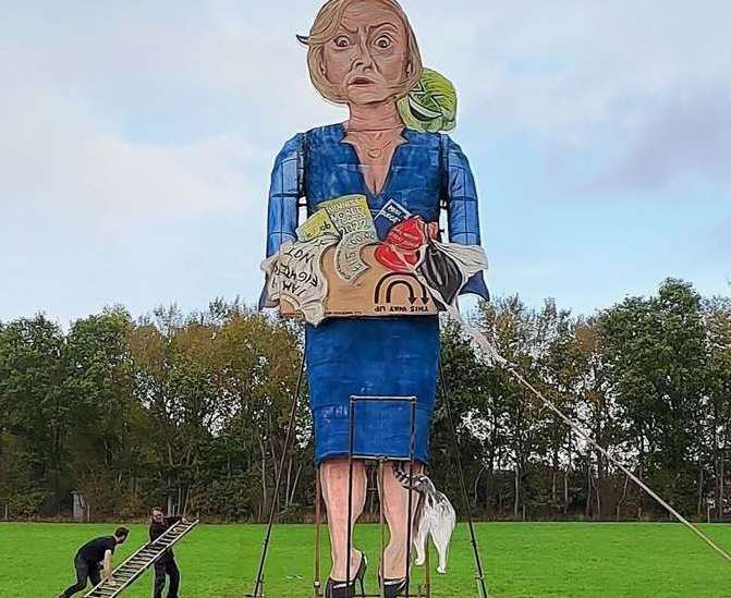 Liz Truss effigy at the Edenbridge Bonfire in 2022. Picture: Facebook / Edenbridge Bonfire Society