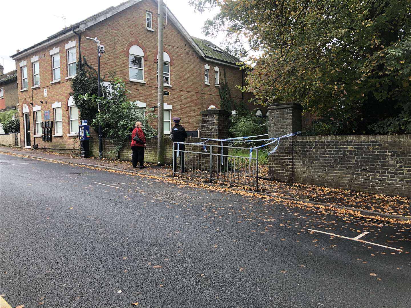 The taped off alleyway