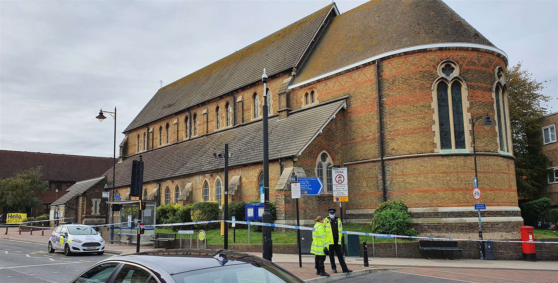 The scene at St Mark's Church in Gillingham yesterday. Picture Martin P