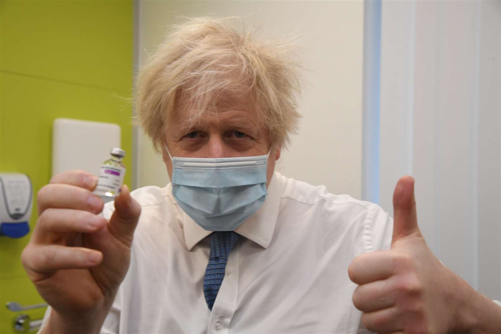 Boris Johnson during a visit to a coronavirus vaccination centre (Jeremy Selwyn/Evening Standard/PA)