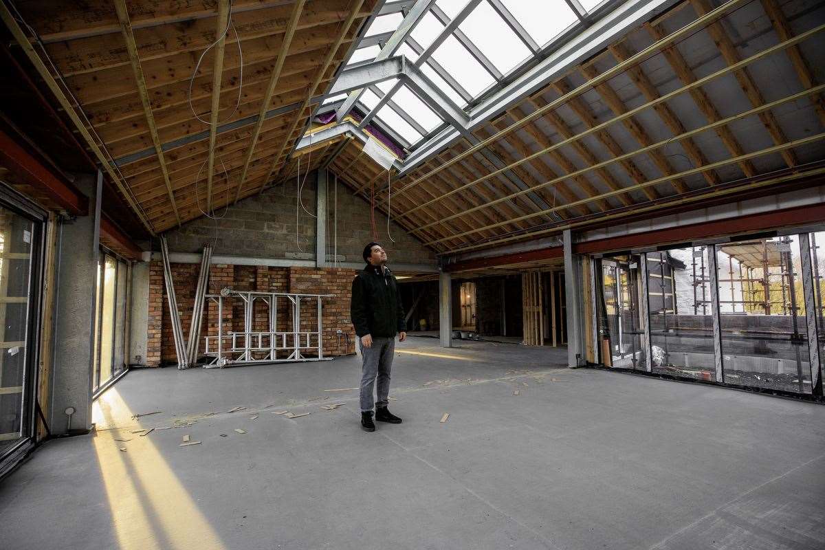 Carlos Capparelli inside a new glasshouse extension at the back of the Old Mill that will become part of the restaurant (Liam McBurney/PA)