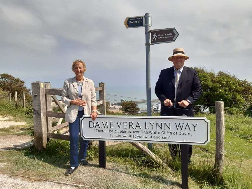 Cllr Graham Wanstall had the support of Dame Vera's daughter Virginia Lewis-Jones through his campaign and yesterday she unveiled the new sign