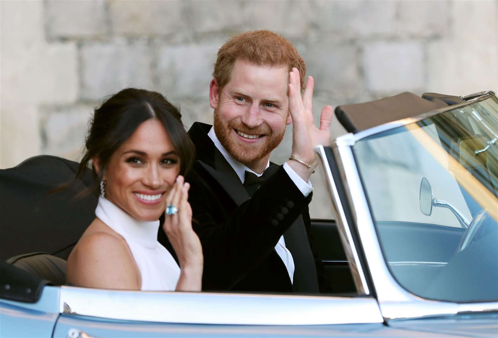 The newly married Duke and Duchess of Sussex, Meghan Markle and Prince Harry, leaving Windsor Castle after their wedding (Steve Parsons/PA)