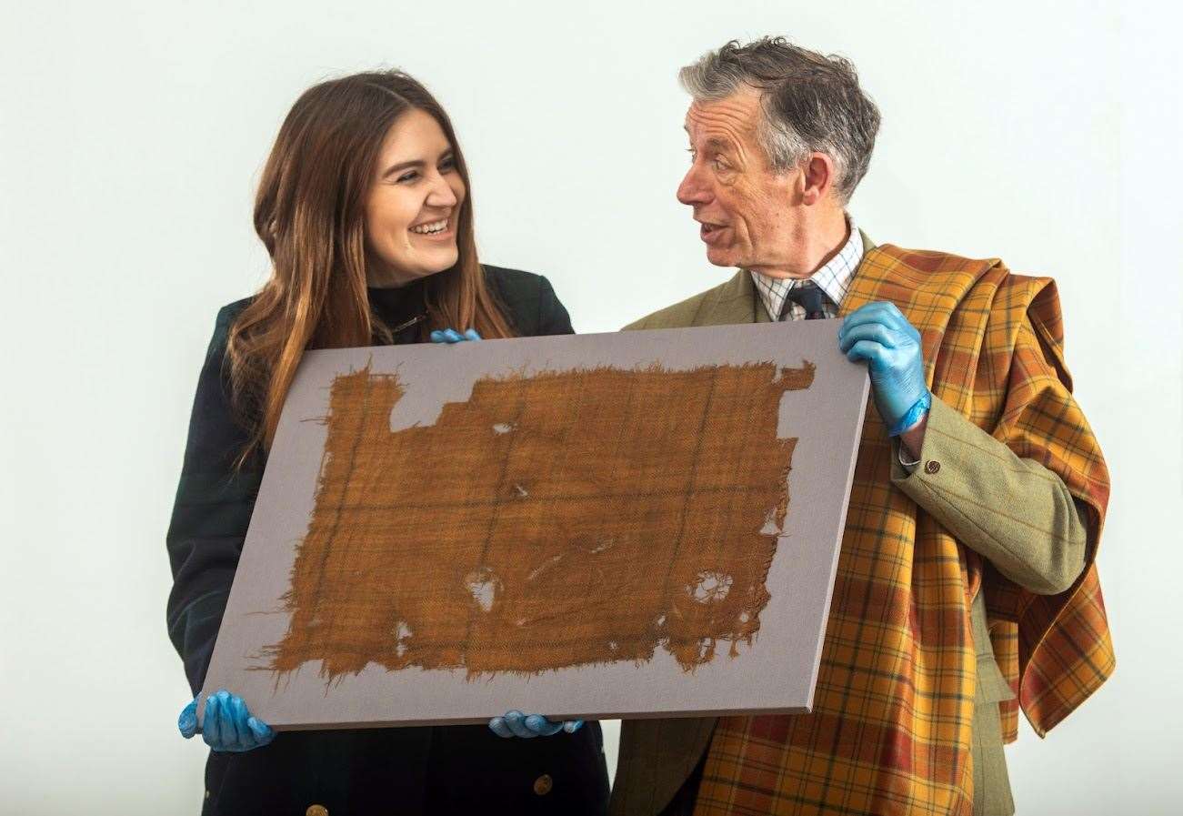 Emma Wilkinson, designer at House of Edgar with Peter E MacDonald, Head of Research & Collections at The Scottish Tartans Authority (Alan Richardson/House of Edgar/V&A/PA)