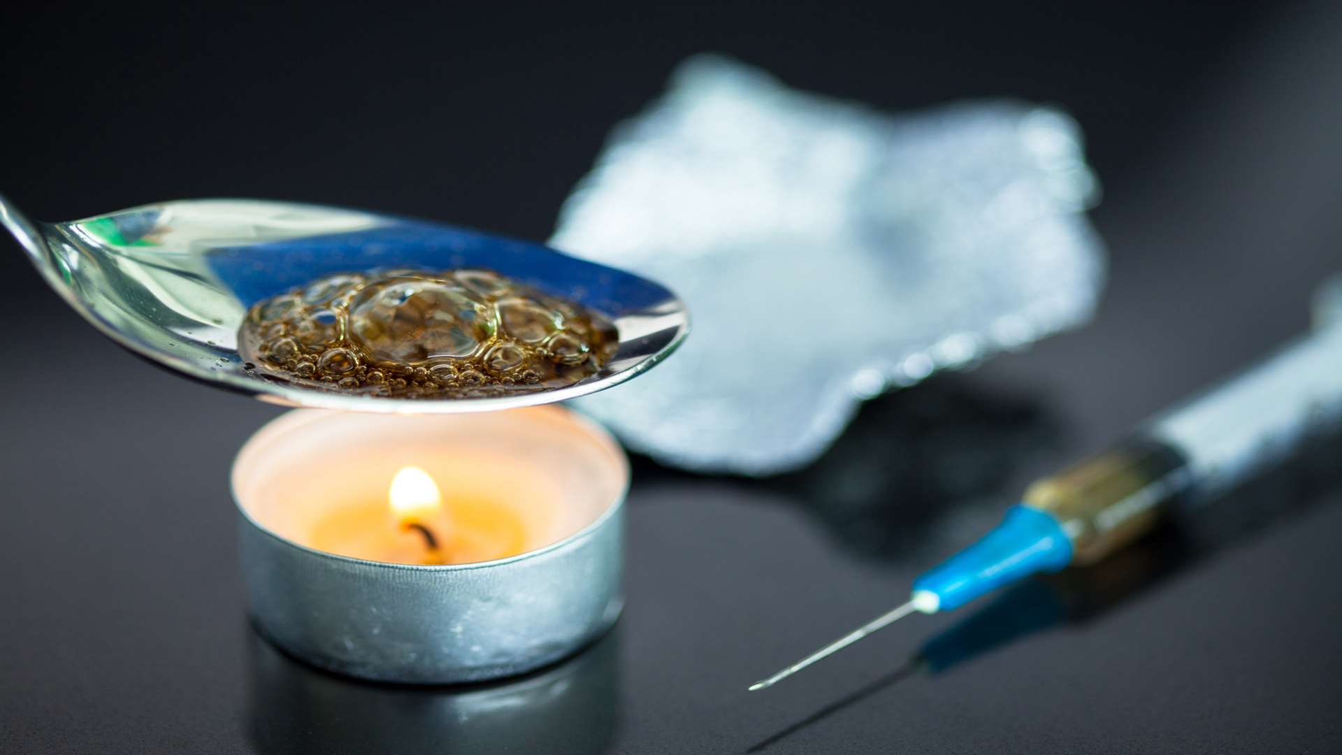 Heroin paraphernalia. Stock image