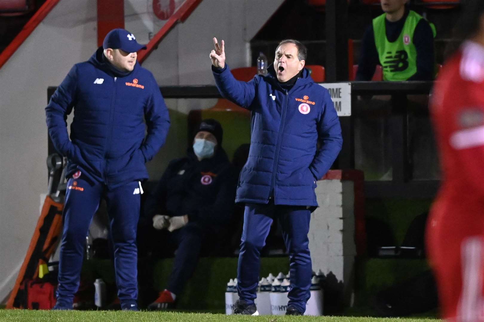 Welling United are looking for a new manager following Steve Lovell's resignation. Pictured with assistant Tristan Lewis. Pic: Keith Gillard