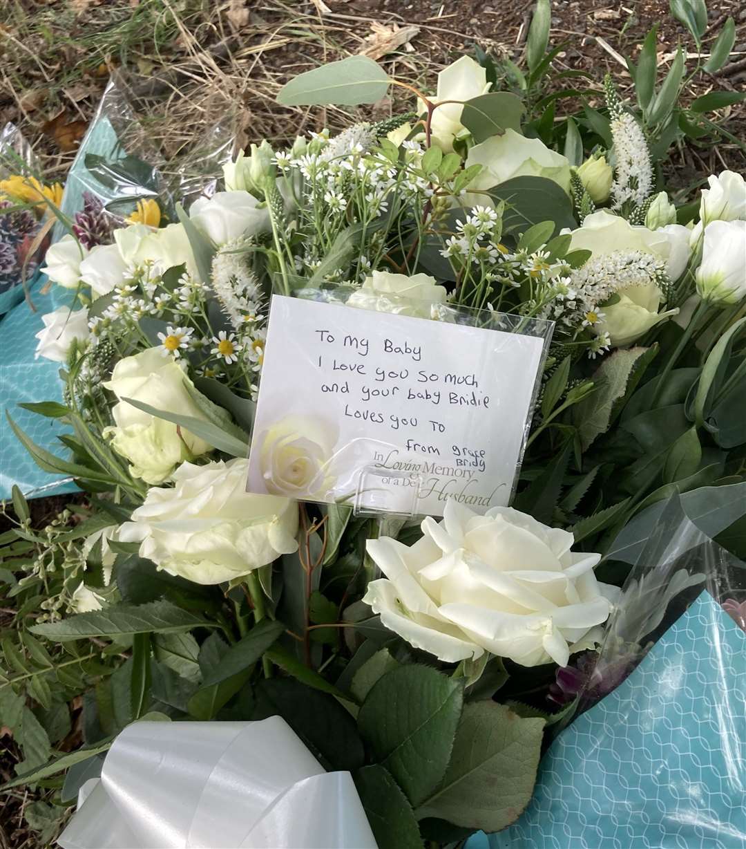 Flowers left by Johnboy's wife Grace