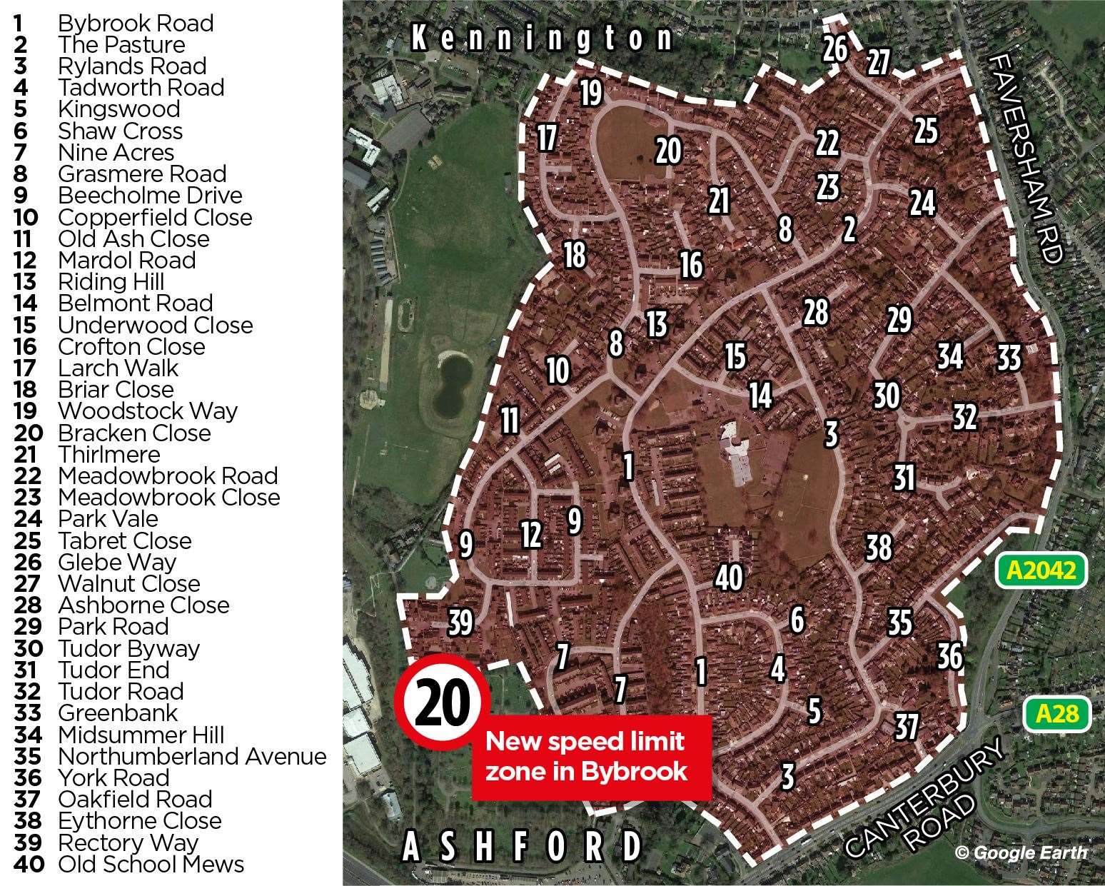 Speed limits have been lowered across 40 roads - but Faversham Road outside Towers School is not included