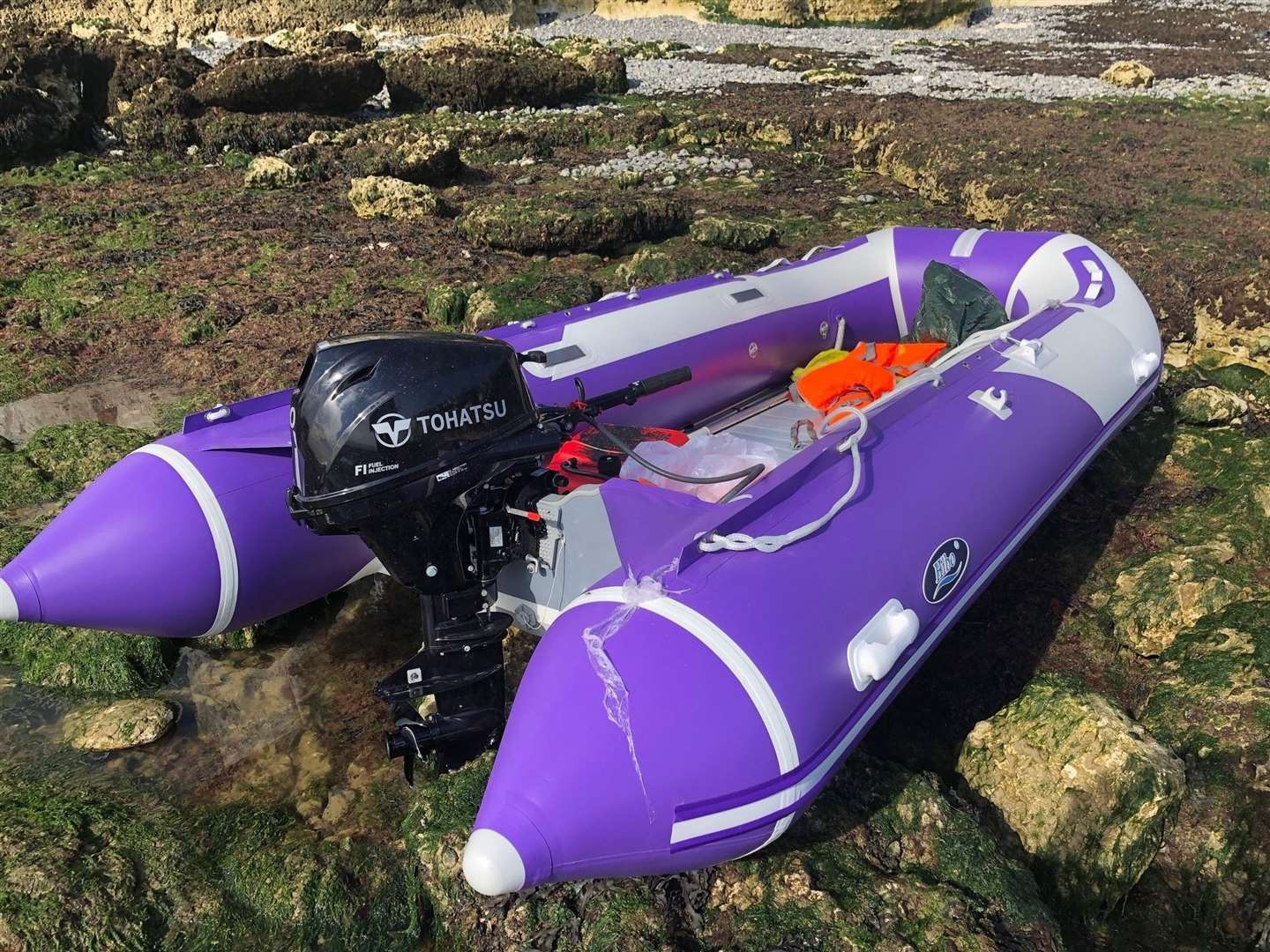 The abandoned dinghy contained a number of lifejackets