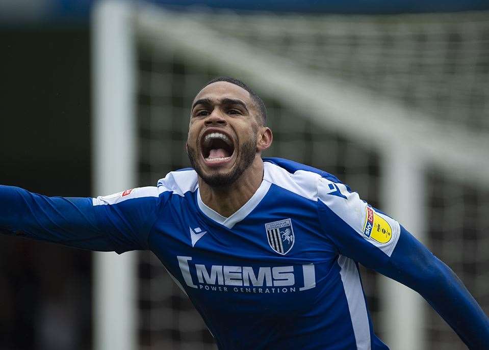 Mikael Mandron celebrates his goal against MK Dons Picture: Ady Kerry (24847936)