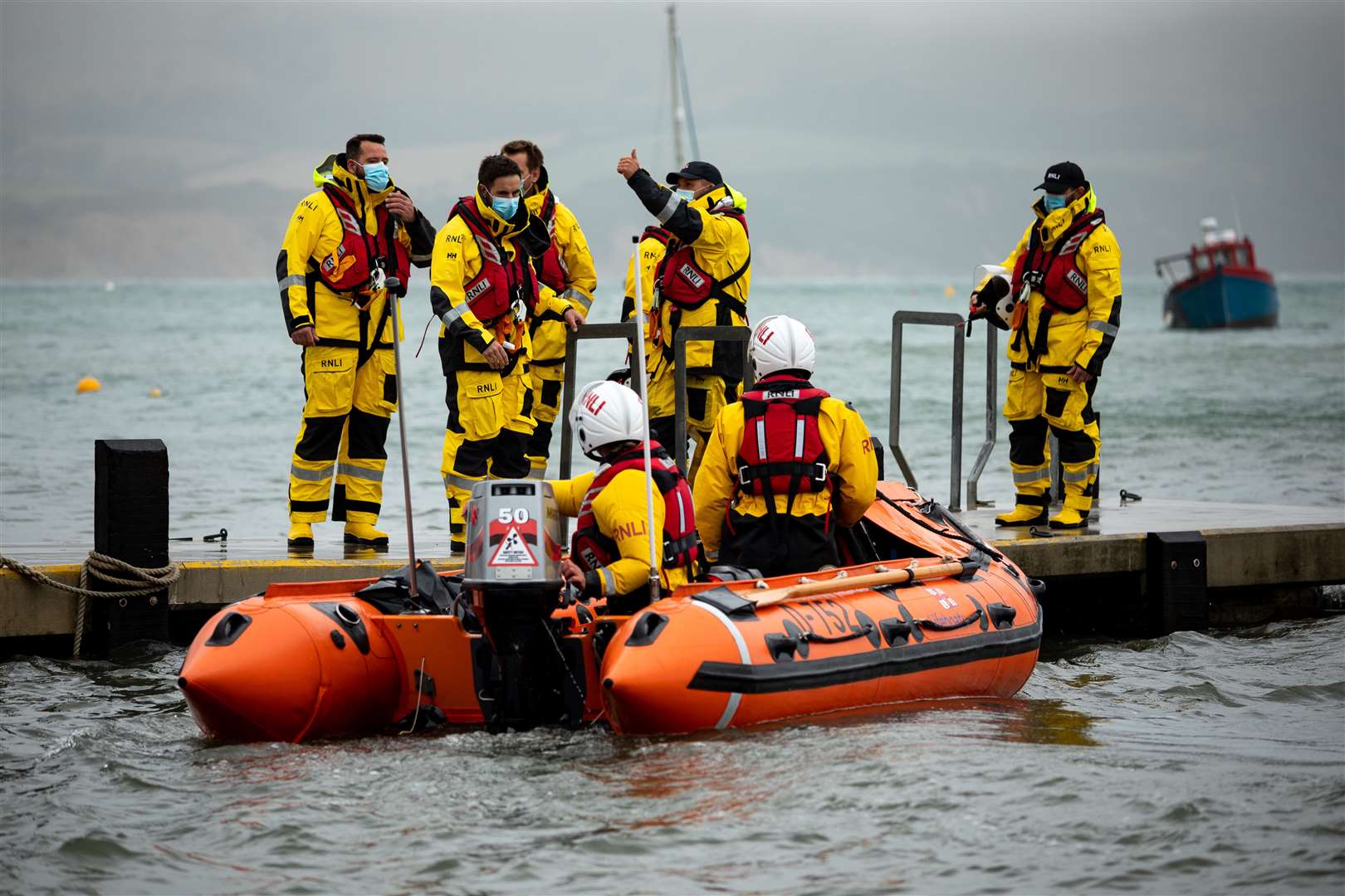 Training with the Swanage volunteer lifeboat crew (Nathan Williams/RNLI)