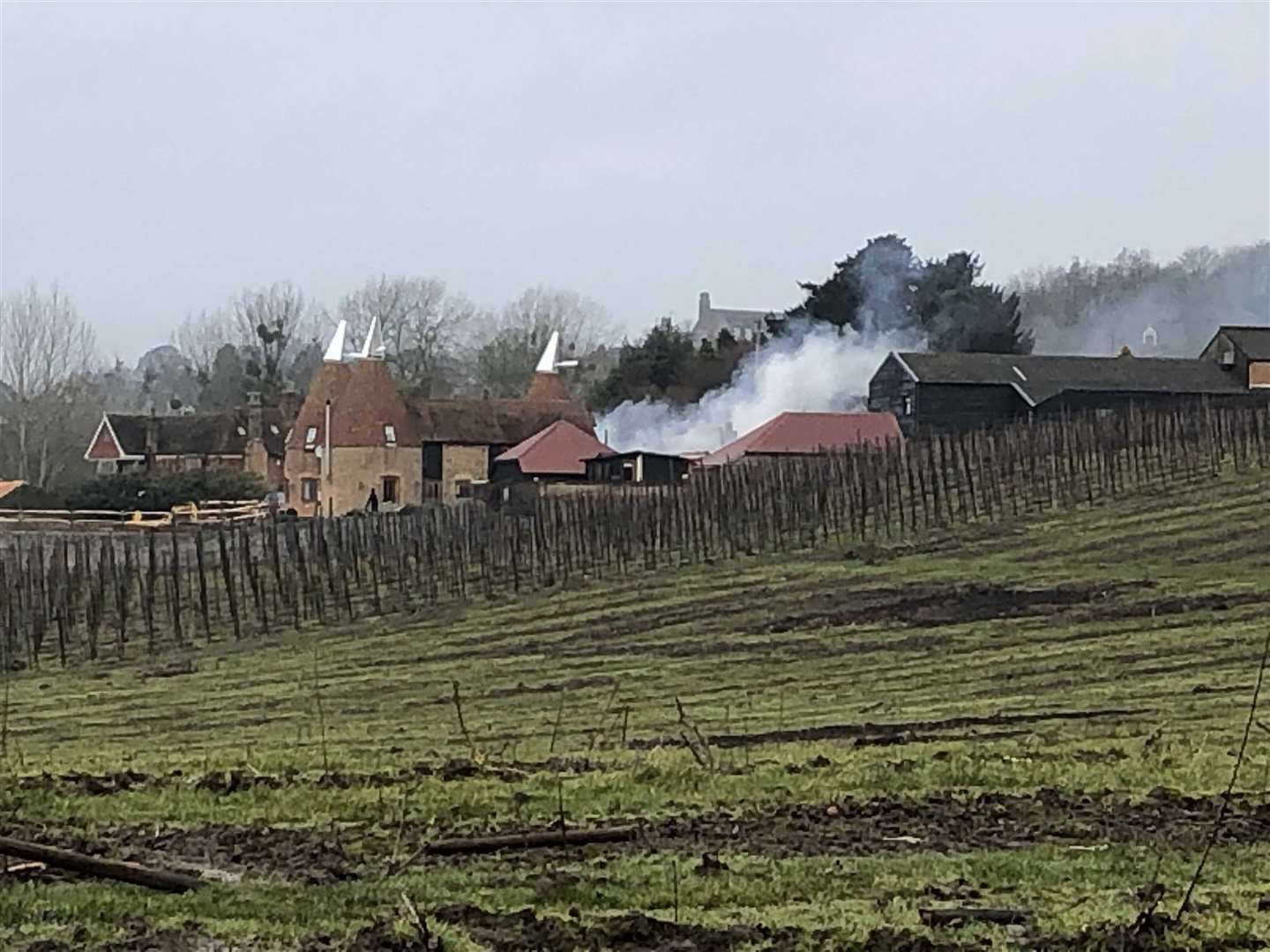 The fire damaged property is still smoking this morning