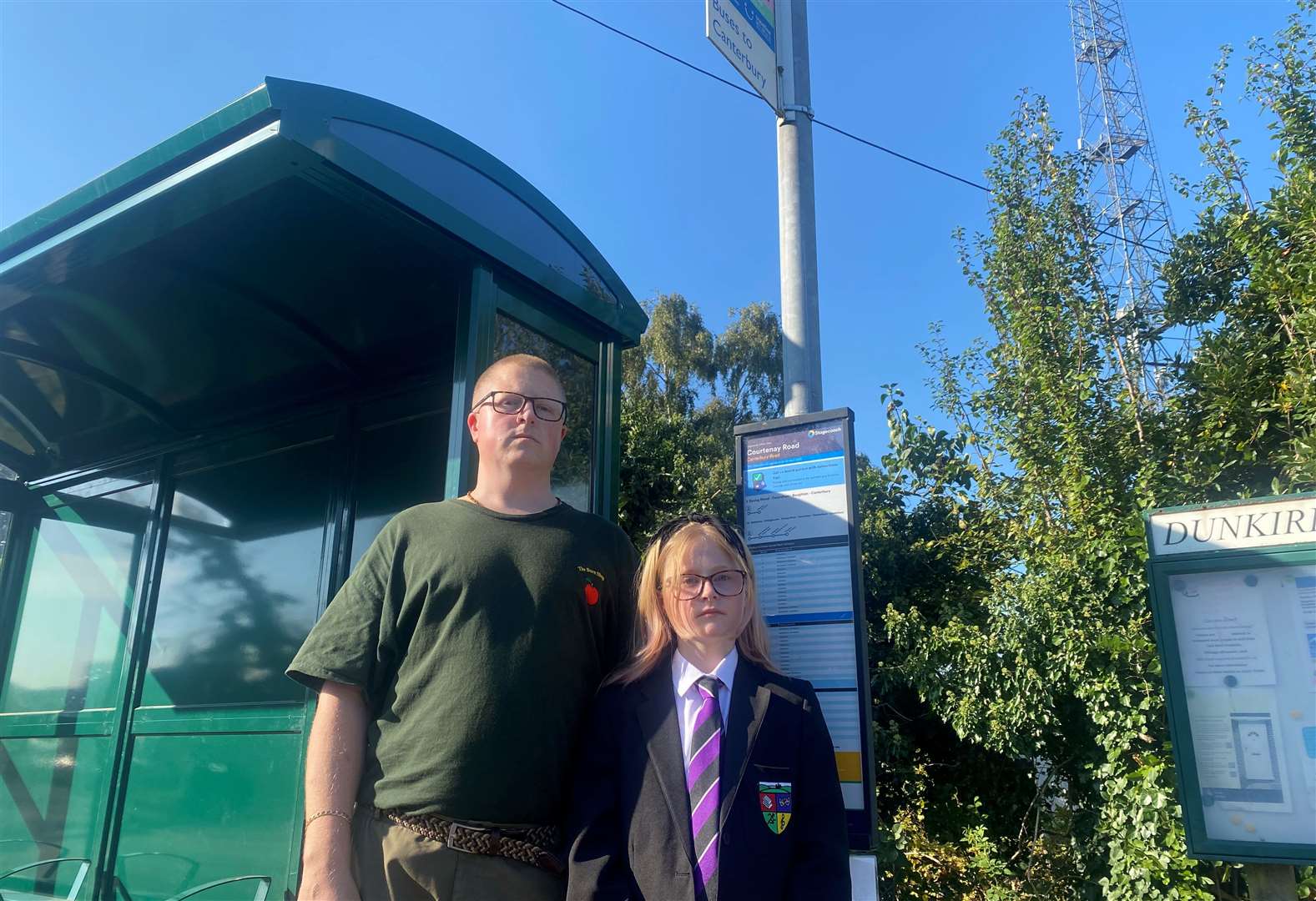 Paul and Amber Barkaway in Dunkirk, where there have been similar problems with school buses